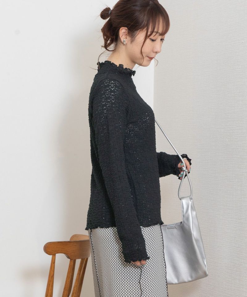 WINTER SALE】花柄ストレッチレースタートルトップス | COO ONLINE