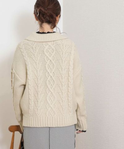 INVERALLAN 襟付き　ケーブルニットカーディガン INVERALLAN 襟付きケーブルニットカーディガン