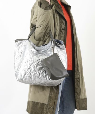 2way／まんまるキルティングバッグ＋ポーチ付／シルバー 2way／まんまるキルティングバッグ＋ポーチ付／シルバー 2way