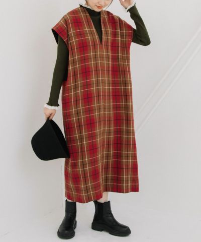 WINTER SALE】タータンチェックキーネックワンピース | COO ONLINE