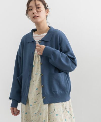 LARDINI 襟付き コットン カーディガン ニット ブラック L LARDINI 襟付き コットン カーディガン ニット ブラック L