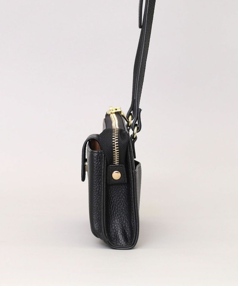 新品　本革　牛革　黒　携帯ケース付き長財布　ポシェット 2サイズ／黒・グレージュ・ネイビ／1番シンプルな本革スマホ