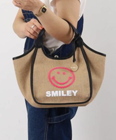 春夏物50％OFF】クーコ COOCO SMILEY チャーム付麻x