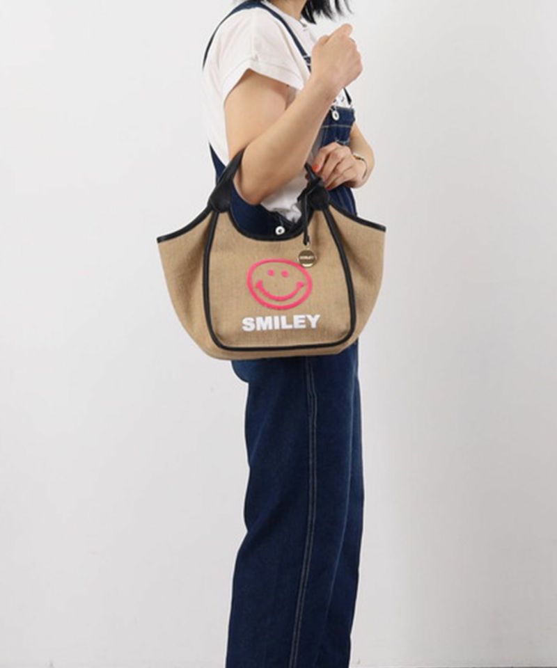 春夏物50％OFF】クーコ COOCO SMILEY チャーム付麻x