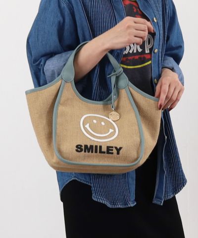 ☆40％OFF☆新作春夏商品 【夏休みセール開催♪】 クーコ COOCO ＳＭＩＬＥＹ チャーム付麻ｘブラシ刺繍トートバッグ COO ONLINE