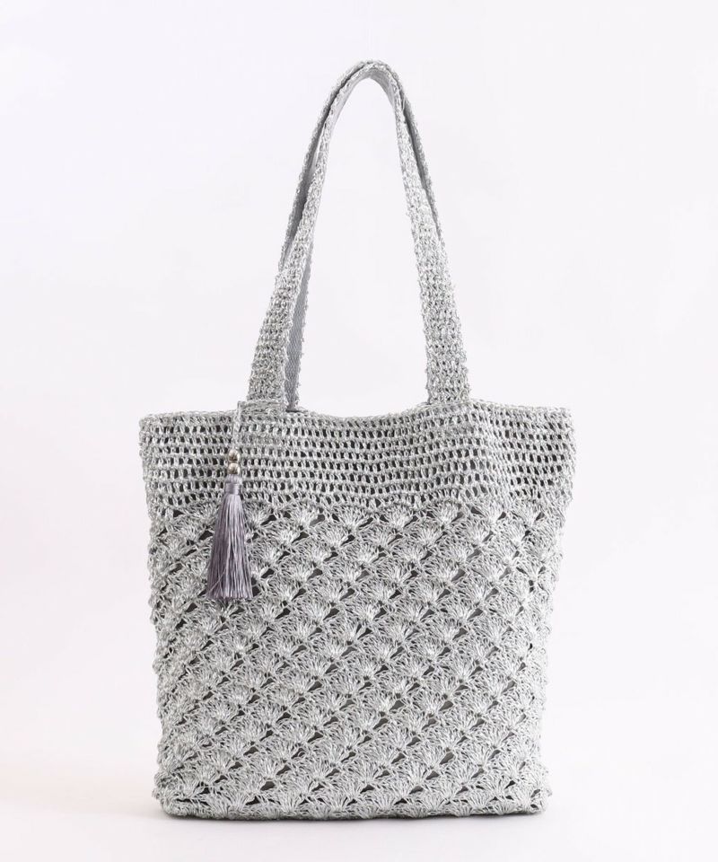 春夏物50％OFF】COOCO クーコ 【メタリック柄編みトート】 レディース