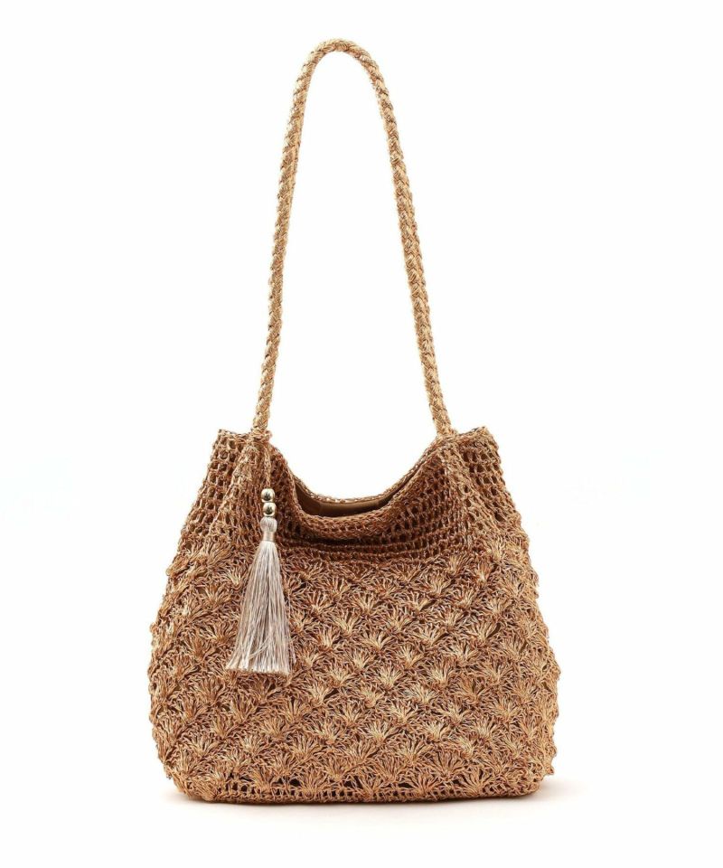 COOCO クーコ 24131-12010 メタリック柄編みロングハンドル