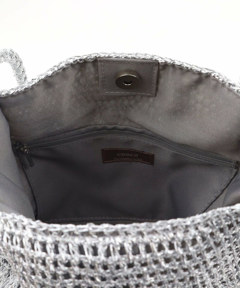 COOCO クーコ 24131-12010 メタリック柄編みロングハンドル