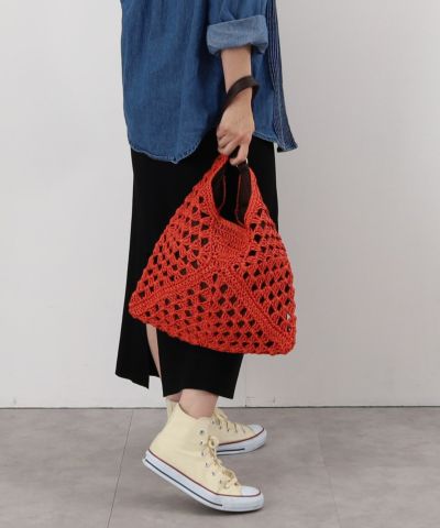 クーコ COOCO ペーパー透かし編みワンショルダーカゴバッグ