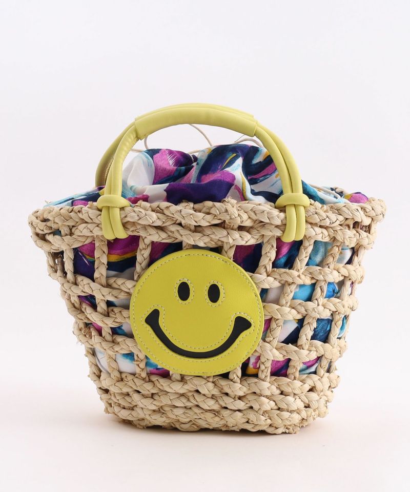 クーコ COOCO SMILEY メイズ透かし編みカラーハンドルカゴ