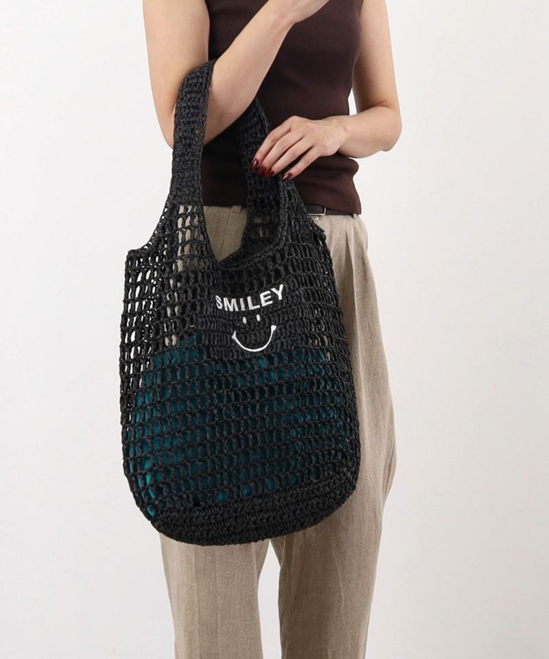 春夏物50％OFF】クーコ COOCO SMILEY 透かし編み刺繍入
