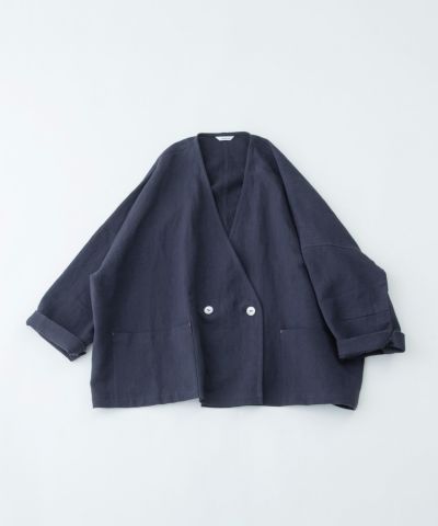 美品⁂ノップドゥノッド⁂ ウール圧縮ニットノーカラーショートコート　2way M 公式通販】nop de nod（ノップドゥノッド）のアウターアイテム
