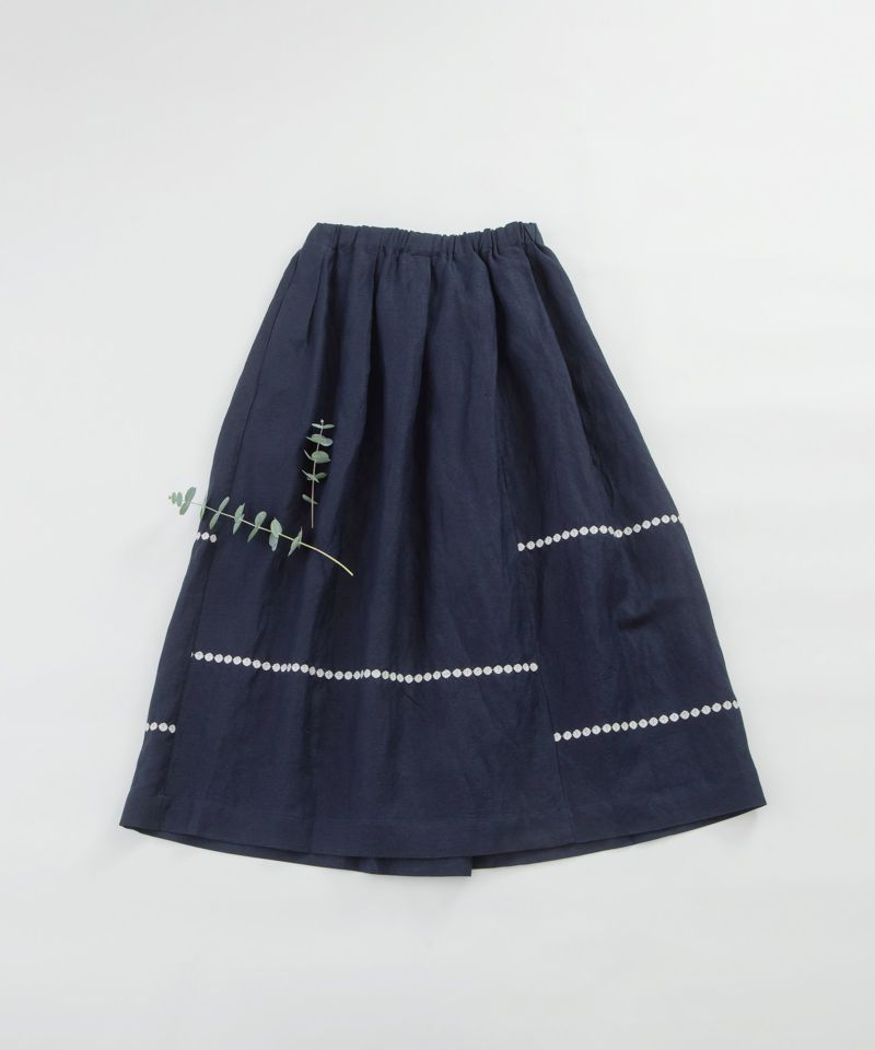 SUMMER SALE】リネンレーヨンpolkaライン刺繍スカート | COO ONLINE