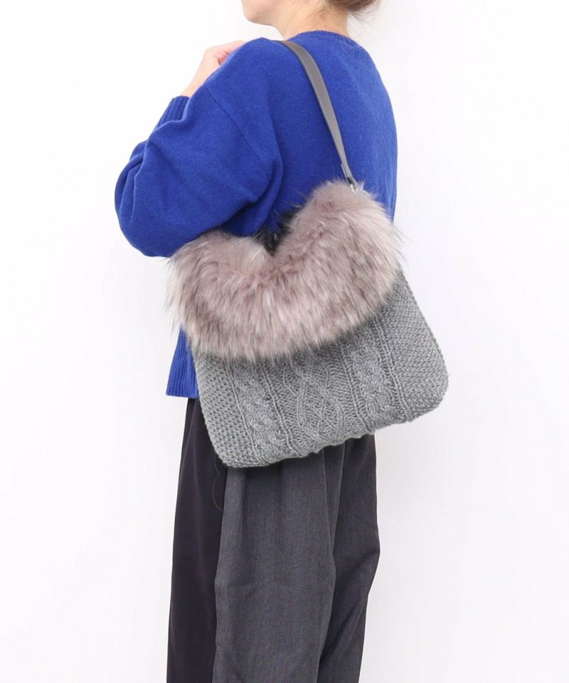新品　Nananoel ナナノエル　ニット×エコファーバッグ　2wayショルダー Nananoel ナナノエル 【ニットxエコファーショルダーバッグ