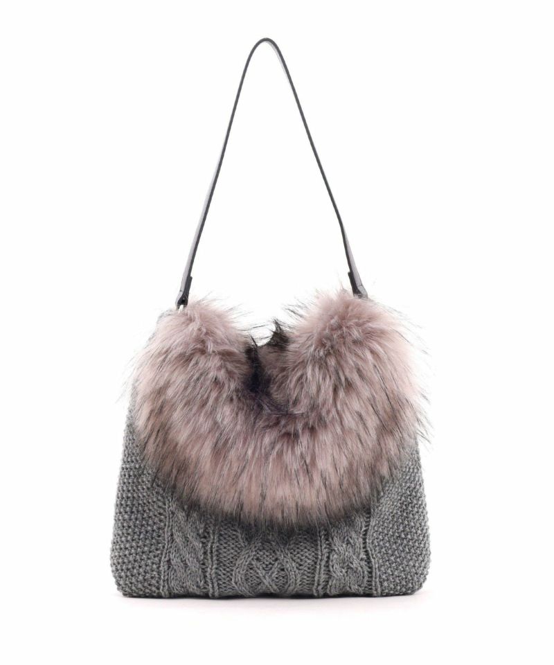 小物 Nana24 Nananoel ナナノエル 【ニットxエコファーショルダーバッグ