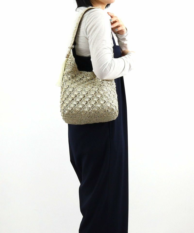 COOCO クーコ 【メタリック柄編みワンショルダー】 レディース