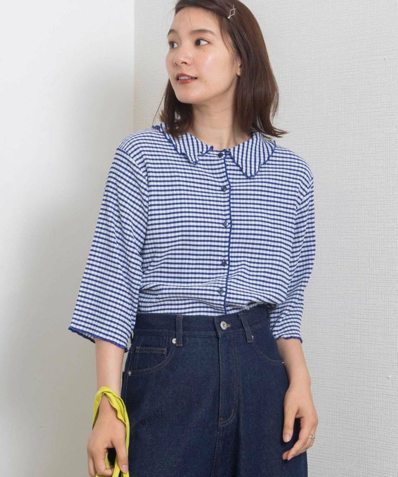 SUMMER SALE】シャーリングギンガム5分袖シャツ | COO ONLINE