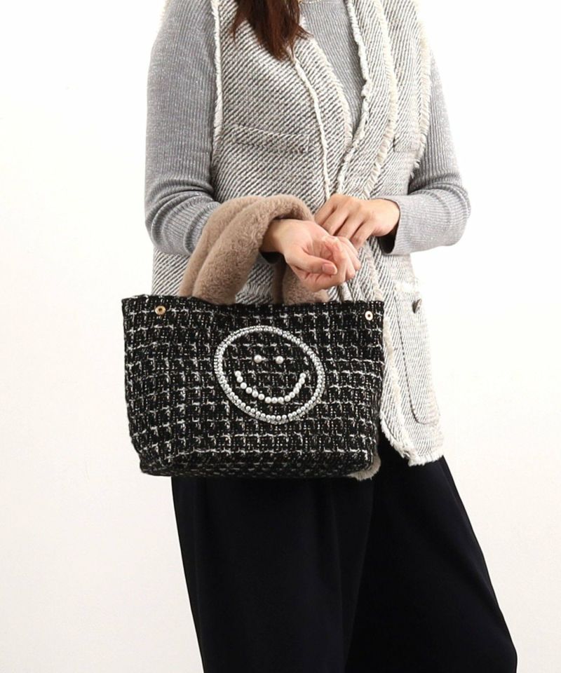 COOCO クーコ 【COOCO x SMILEY エコファーツイードトート