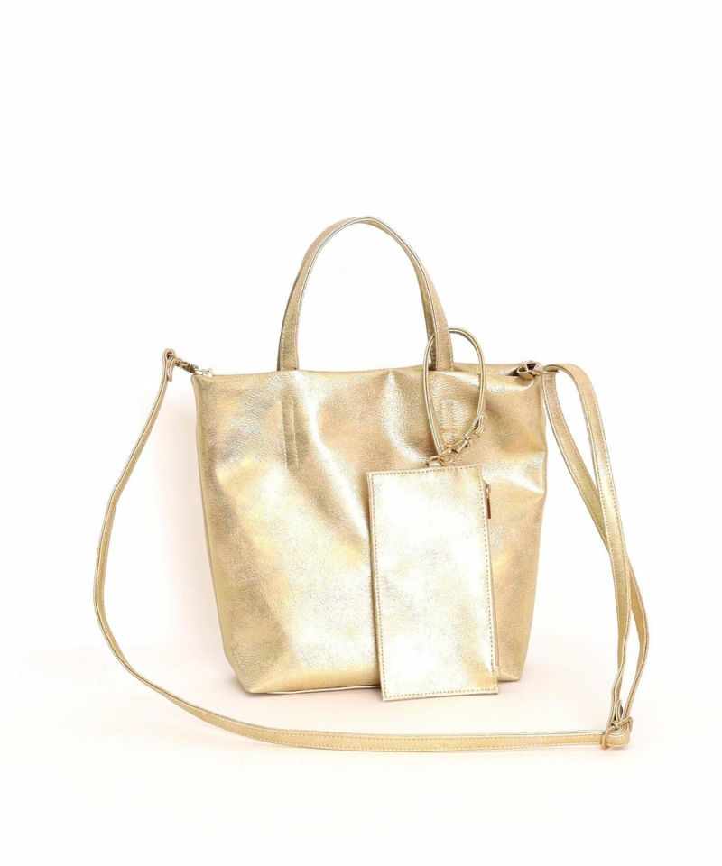 COOCO クーコ 【メタリックフェイクレザー2WAYトート】 レディース