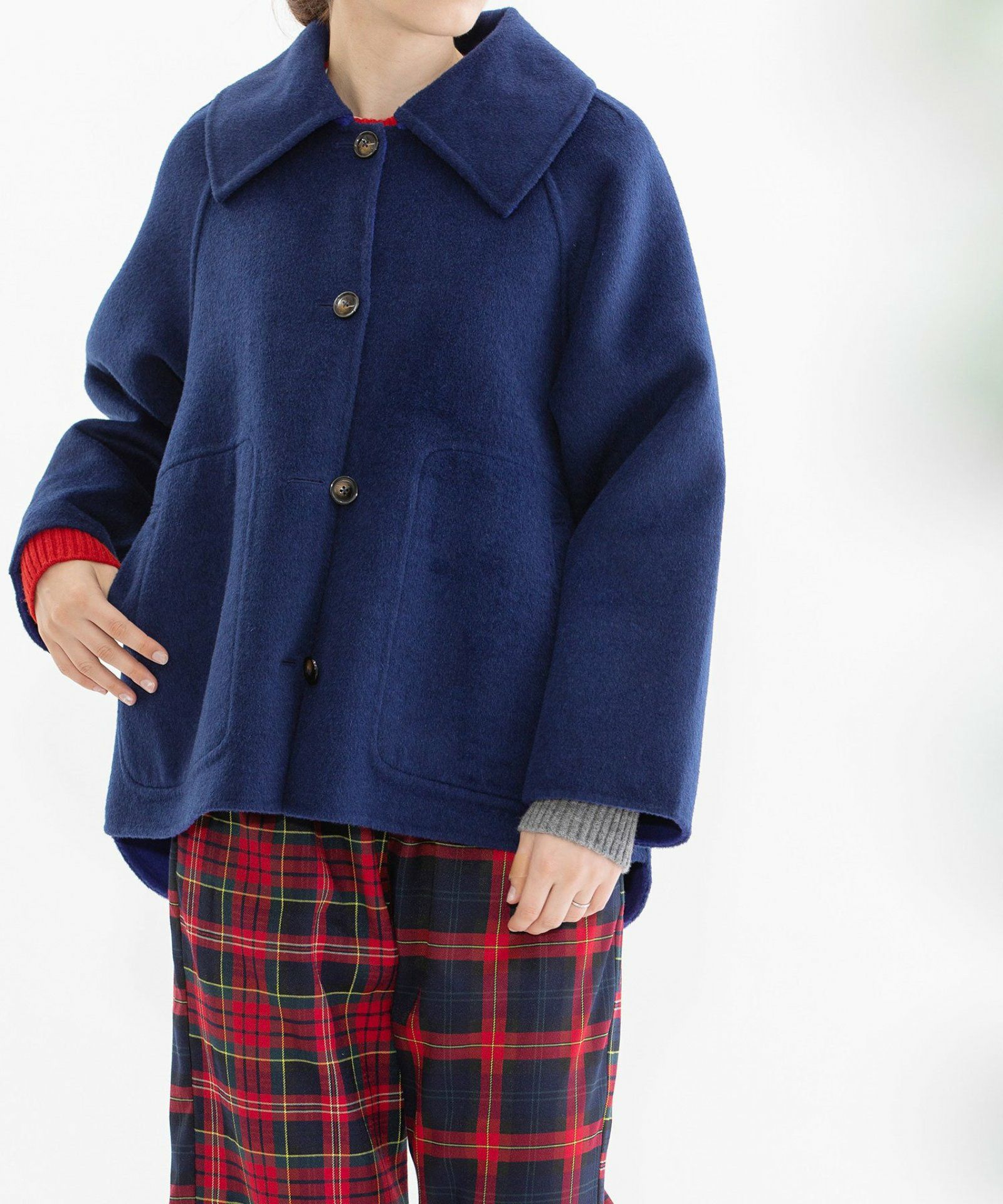 WINTER SALE】ダブルフェイスリバーシブルビックカラーショートコート