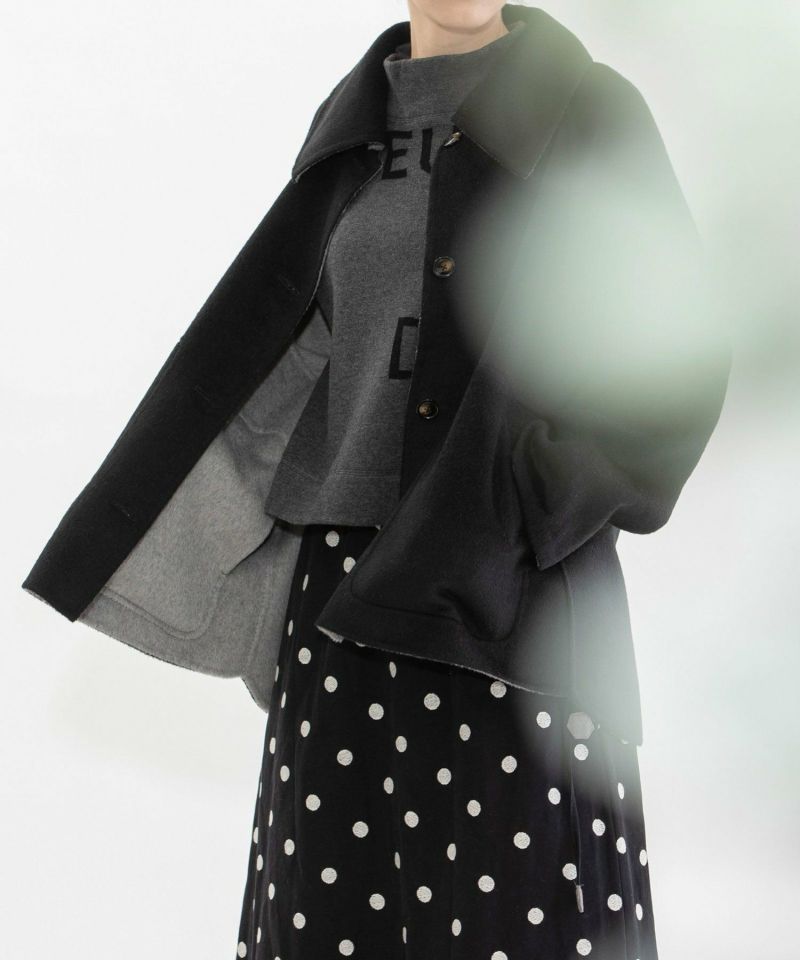 【新品】nop de nod ダブルフェイスリバーシブルビック襟ショートコート SPECIAL PRICE】ダブルフェイスリバーシブルビックカラーショート