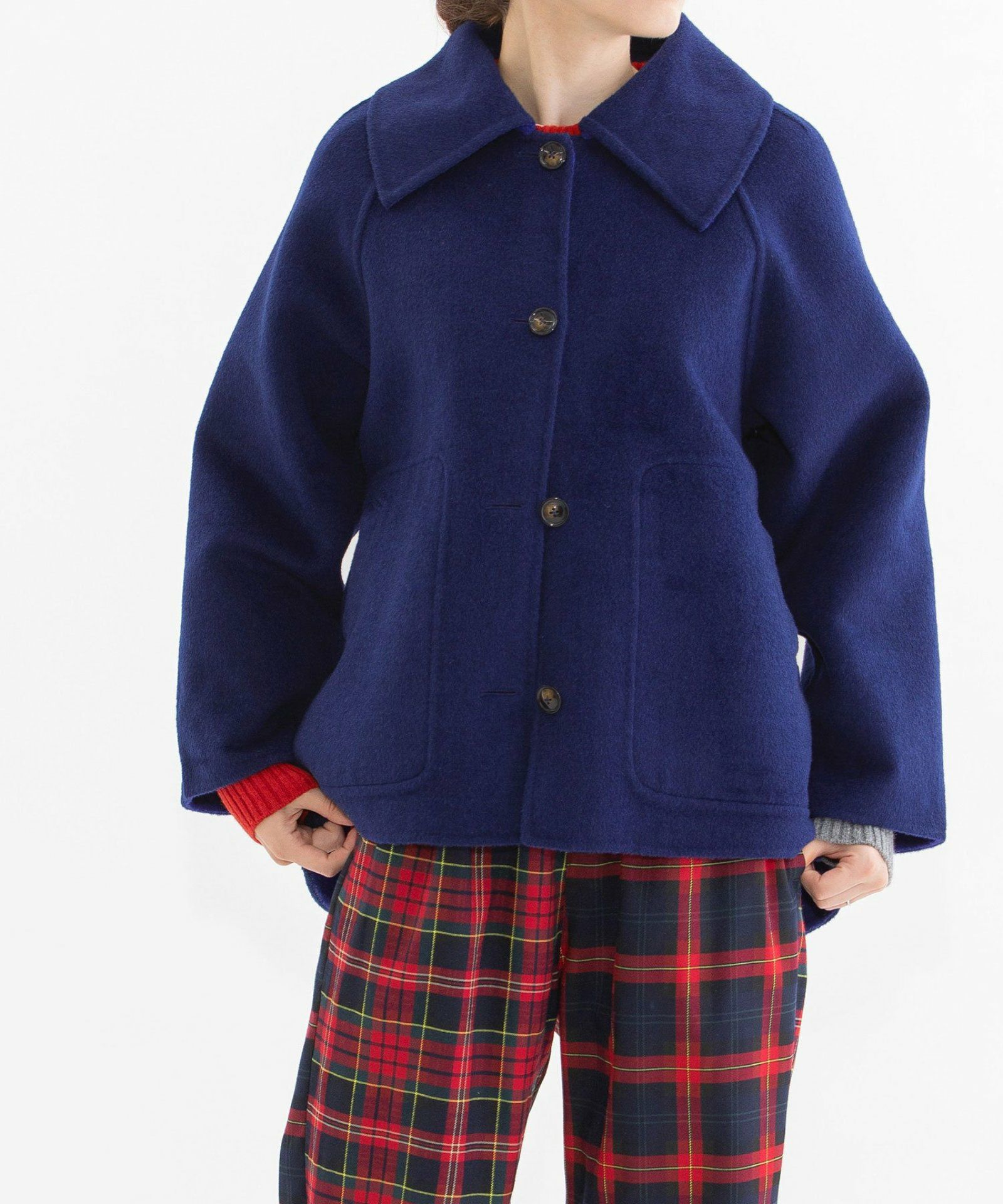 WINTER SALE】ダブルフェイスリバーシブルビックカラーショートコート