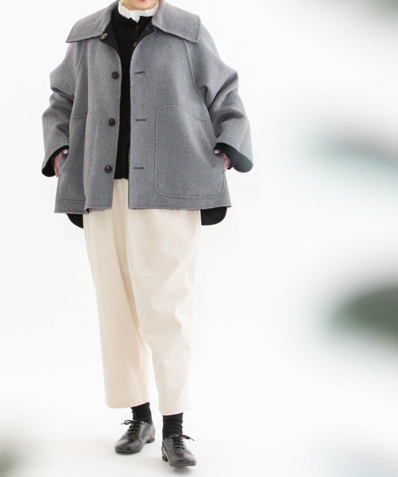 【新品】nop de nod ダブルフェイスリバーシブルビック襟ショートコート セール】ダブルフェイスリバーシブルビック襟ショートコート（その他