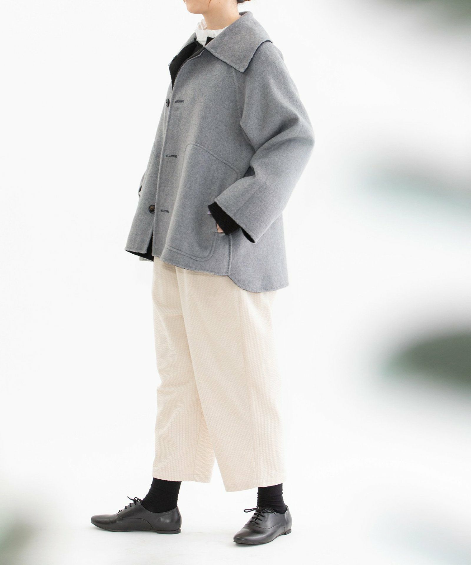 WINTER SALE】ダブルフェイスリバーシブルビックカラーショートコート