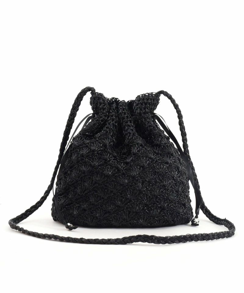 サマーセール】30%OFF 期間限定 メタリック柄編み巾着ショルダー