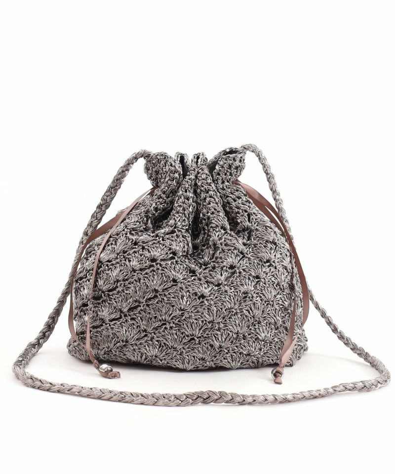 サマーセール】30%OFF 期間限定 メタリック柄編み巾着ショルダー