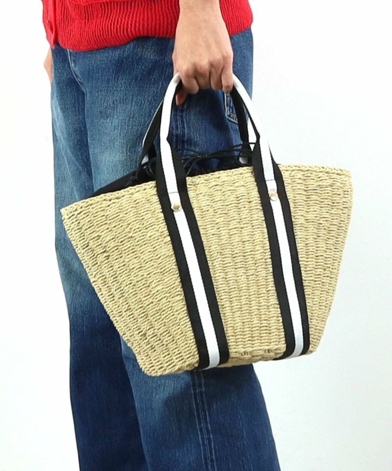 【最終お値下げ.新品：ボーダーデザインのかごバッグ】 最終お値下げ.新品：ボーダーデザインのかごバッグ】