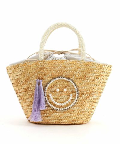 新品⭐︎未使用⭐︎美品⭐︎jollies かごバッグ 刺繍 ビーズ パールハンドル POU DOU DOU｜SMILEY パール刺繍ビーズハンドルカゴバッグ