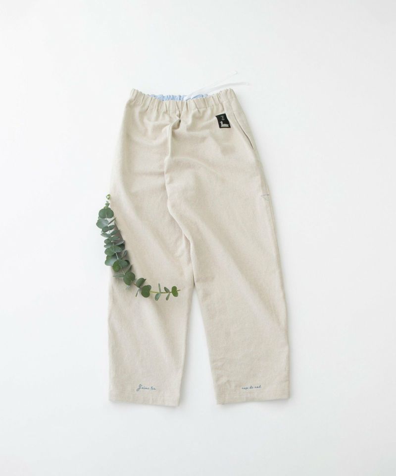 新品　nop de nod ノップドゥノッド　コットンリネンバックヘムロゴパンツ ノップドゥノッド nop de nod Pommeコットンリネンパンツ