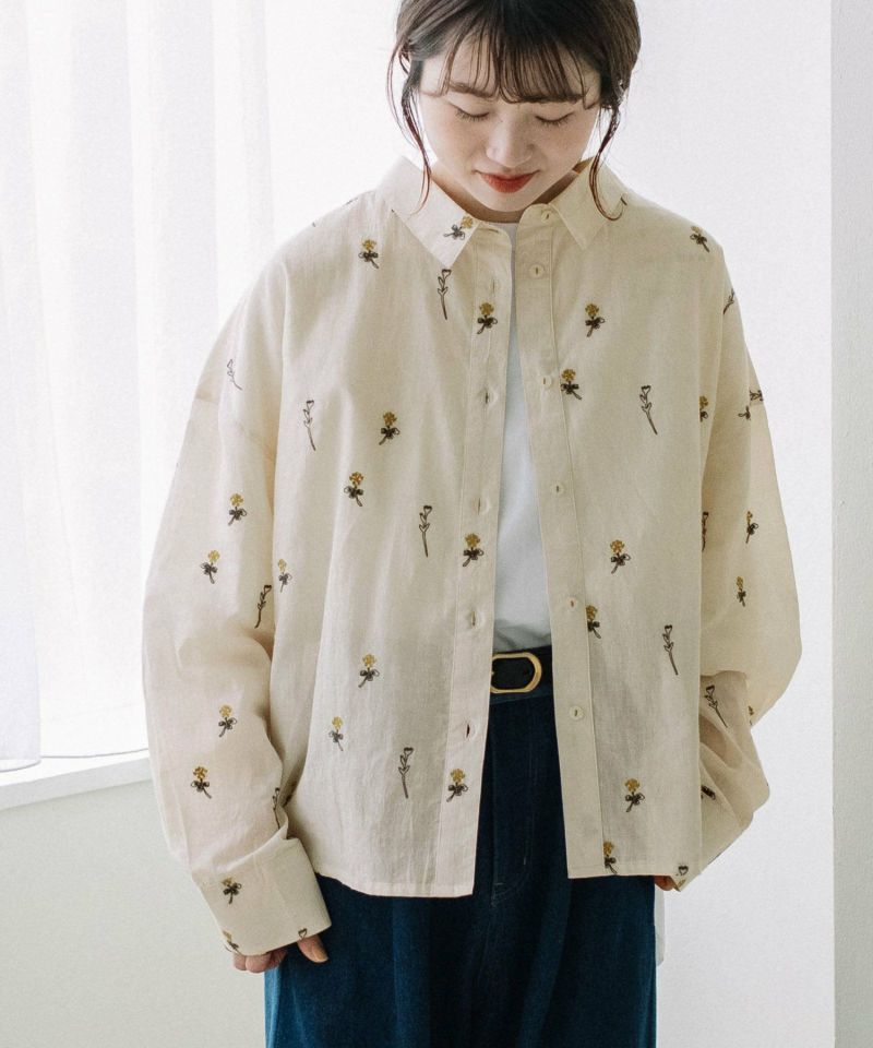 made in INDIA＞シロツメクサ刺繍シャツ | COO ONLINE