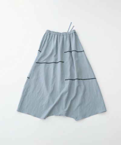 リネンレーヨンライン刺繍サルエルバルーンパンツ