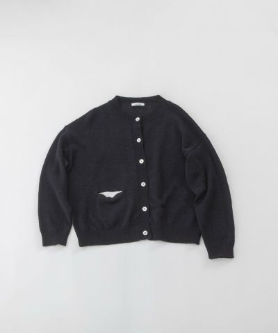 ノップドゥノッド　黒とグレー　ニットカーディガン 長袖 ノップドゥノッド nop de nod 裏毛カーディガン （ダークグレー