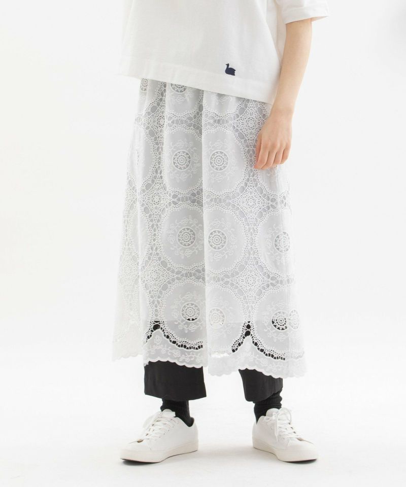 nop de nod レーススカート ブラック ノップドゥノッド nop de nod 刺繍レーススカート （ブラック