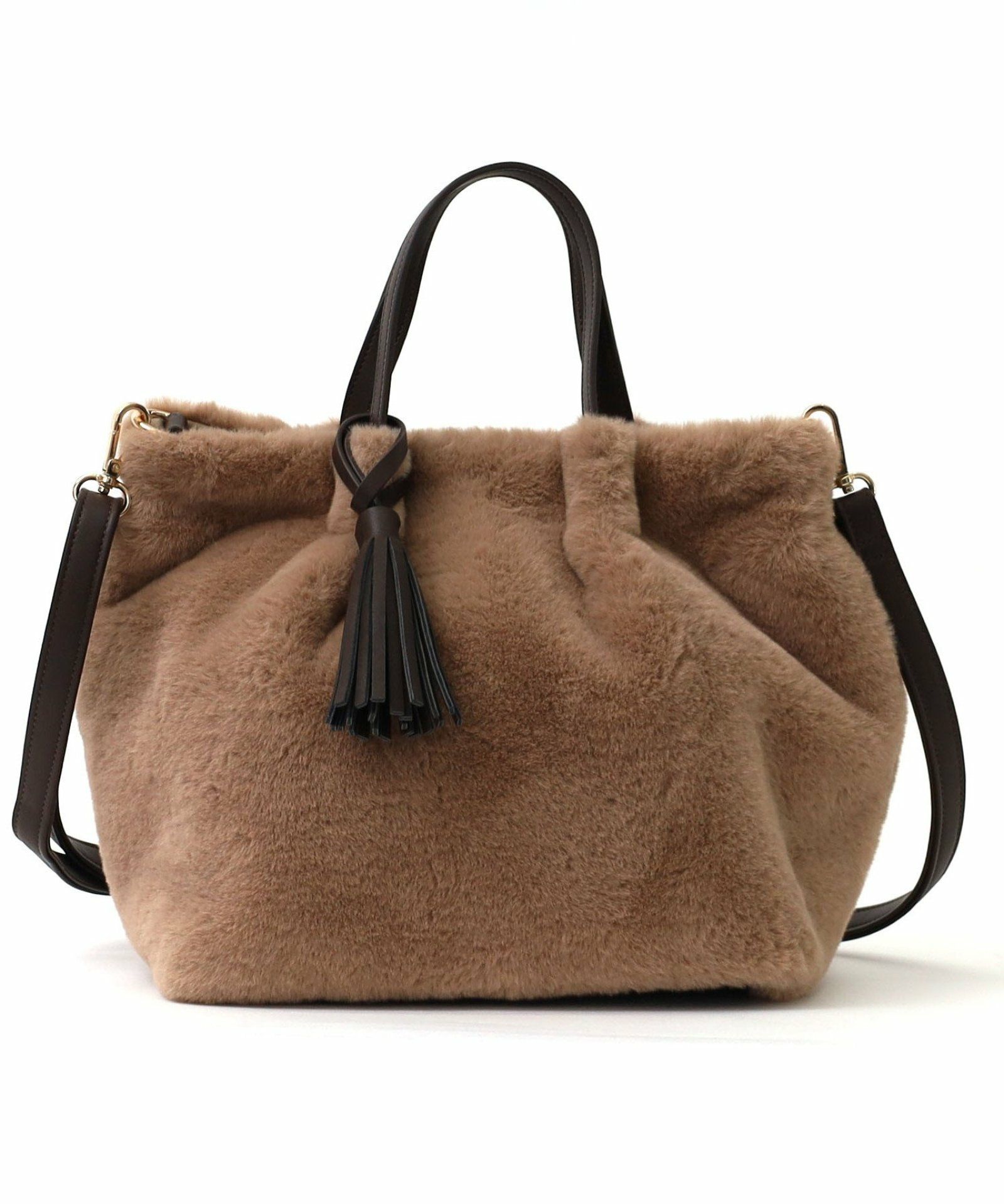 【coco/おまとめ商品について】 OUTLET SALE】 タッセル付きエコファー2WAYトートバッグ／A4対応