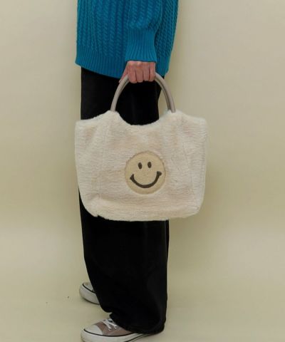 HAPPY ビッグトートバッグ & キーリング3種類 セット SMILE COLLECTION エンボス スマイル ビッグ トートバッグ /スマイル