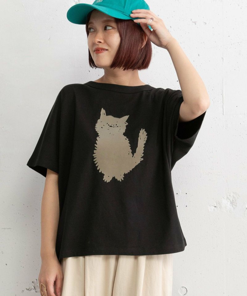 ねこシルエットフロッキー刺繍Tシャツ | COO ONLINE
