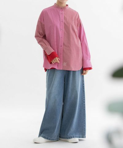 DROPDEAD■アニマル 殺戮 タトゥー柄 袖フリル バンドカラー シャツ L 柄シャツ ゼブラ柄 アニマル柄[品番：DCTW0003627]｜Decorative