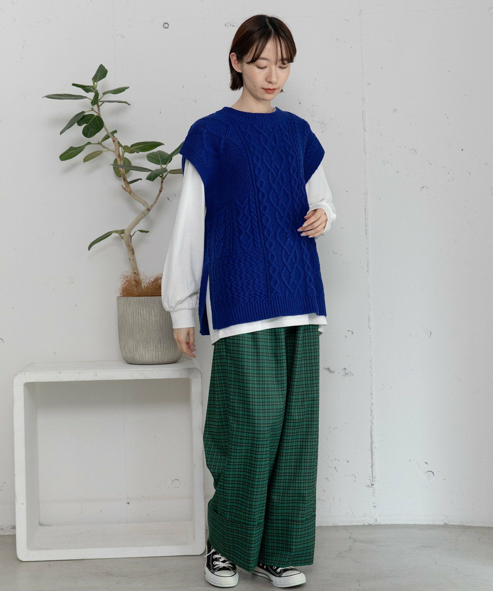 ロールアップデザインチェックパンツ | COO ONLINE