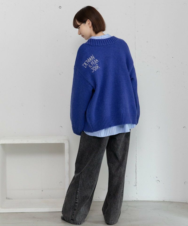 バックロゴカーディガン セール】バックロゴジップニットカーディガン（カーディガン