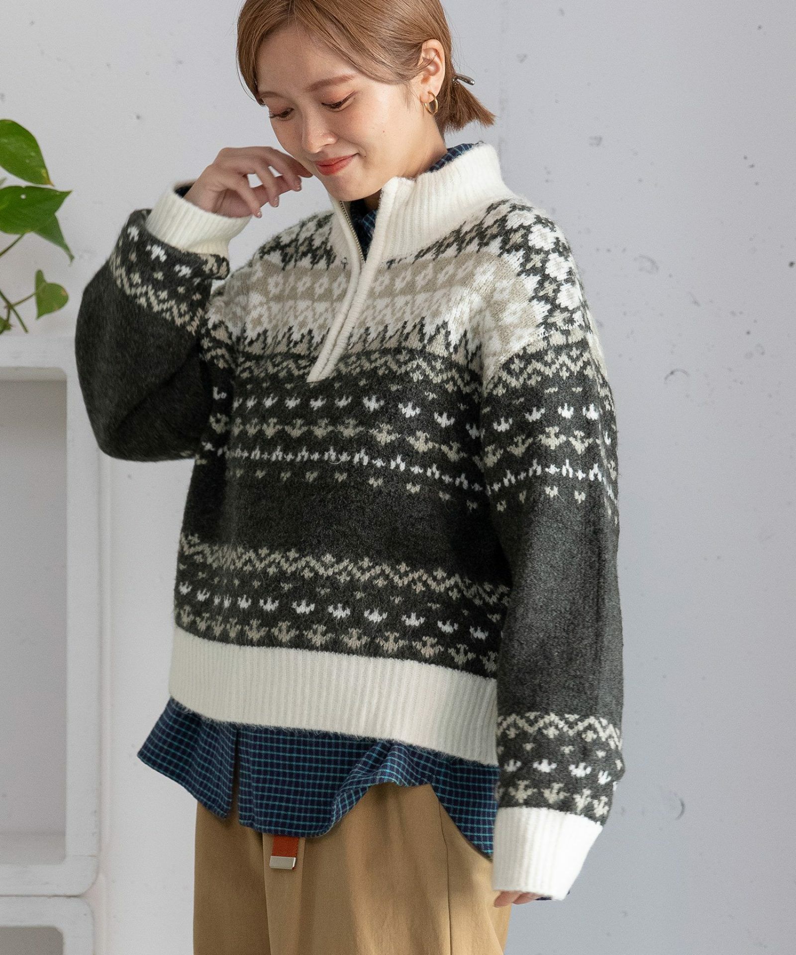 MORE PRICE DOWN】ハーフzipジャガードニット | COO ONLINE