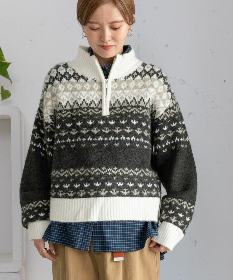 WINTER SALE】ハーフzipジャガードニット | COO ONLINE