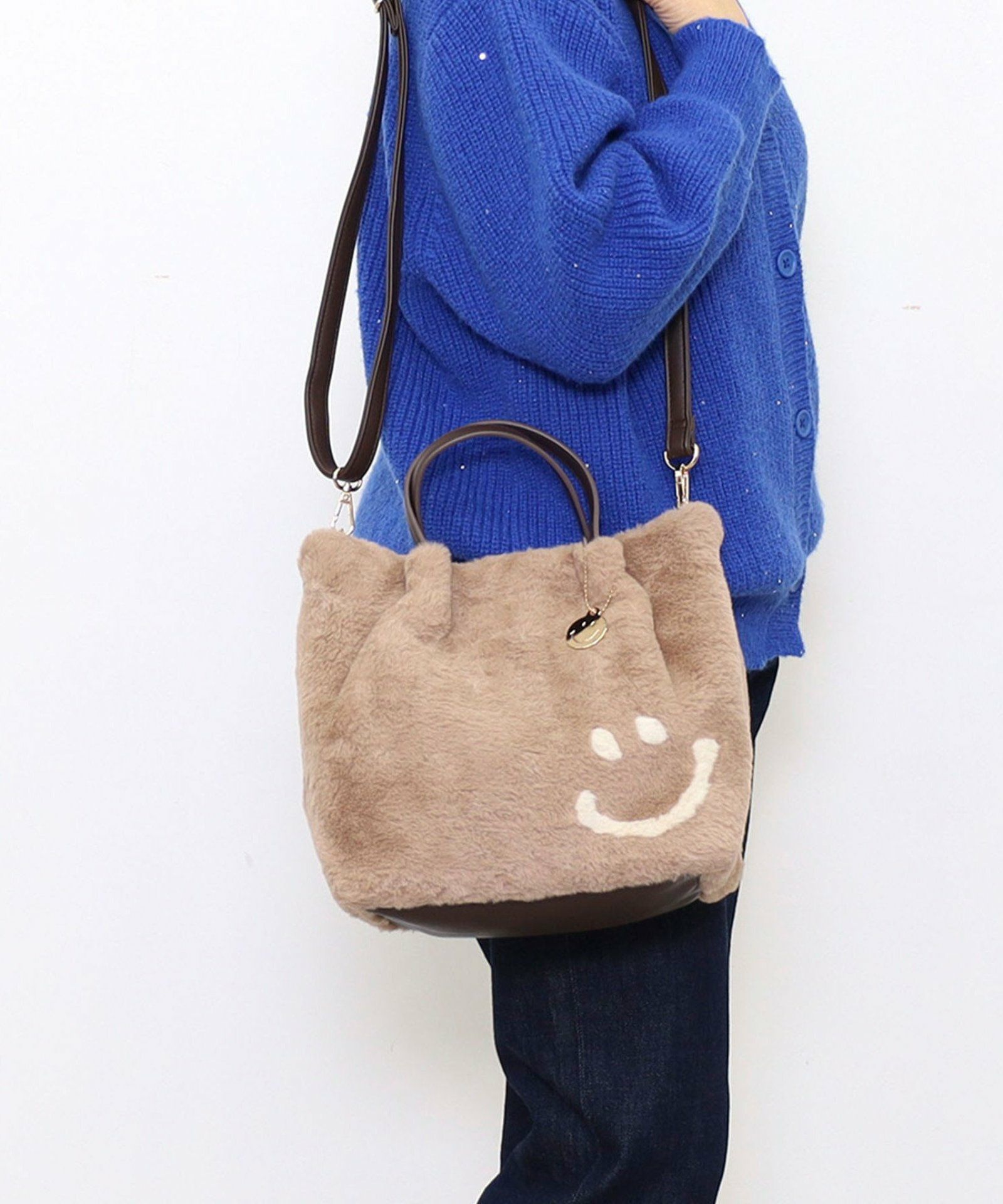 25年秋冬 FINAL SALE】40%OFF JSC SMILEY ｴｺﾌｧｰﾊﾟｯﾁﾜｰｸ2WAYﾄｰﾄﾊﾞｯｸﾞ