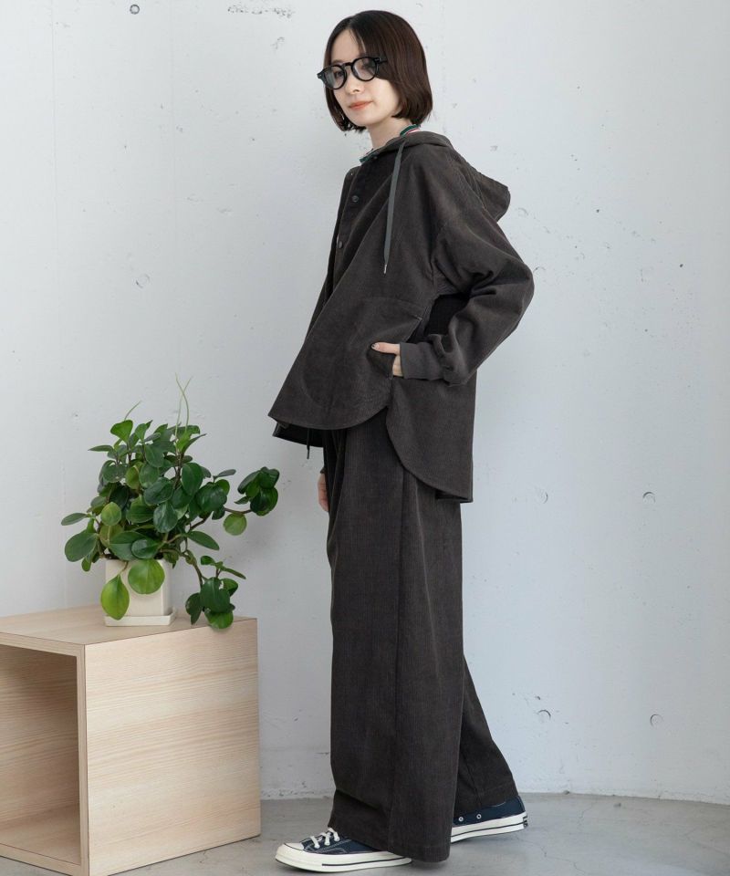 MountainResearchフード付コーデュロイコットンシャツ超美品 Mountain Researchフード付きコーデュロイコットンシャツ キャメル