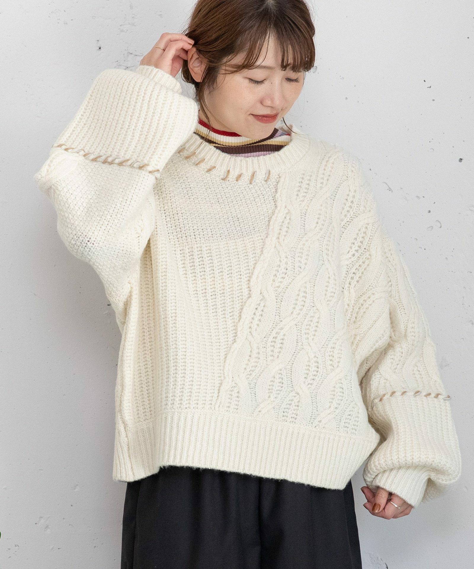 【新品】MACHATT ケーブルハンドニット ケーブルハンドニット（アイボリー） | MACHATT ONLINE STORE MACHATT