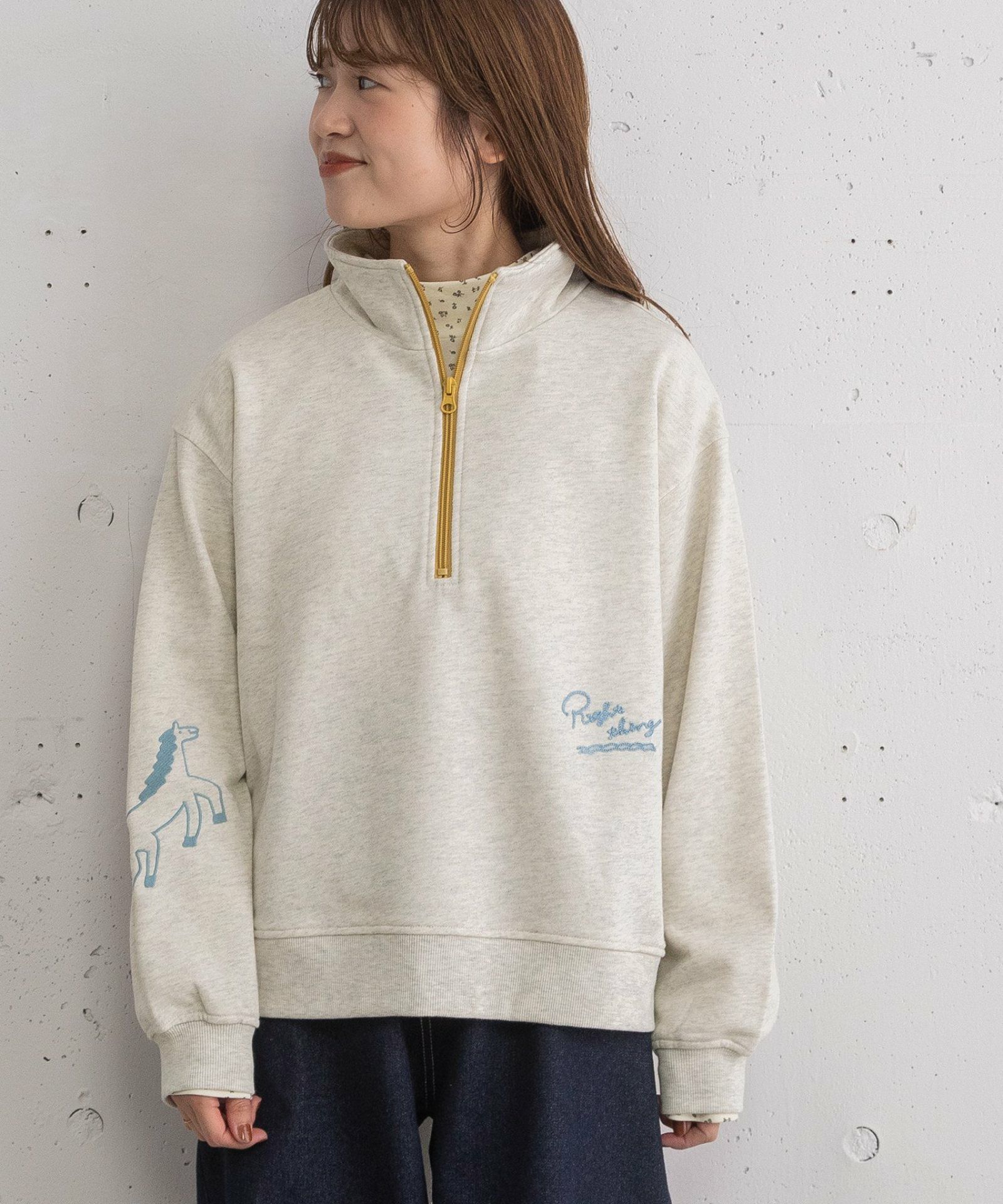 HORSE刺繍zipあき裏毛プルオーバー | COO ONLINE