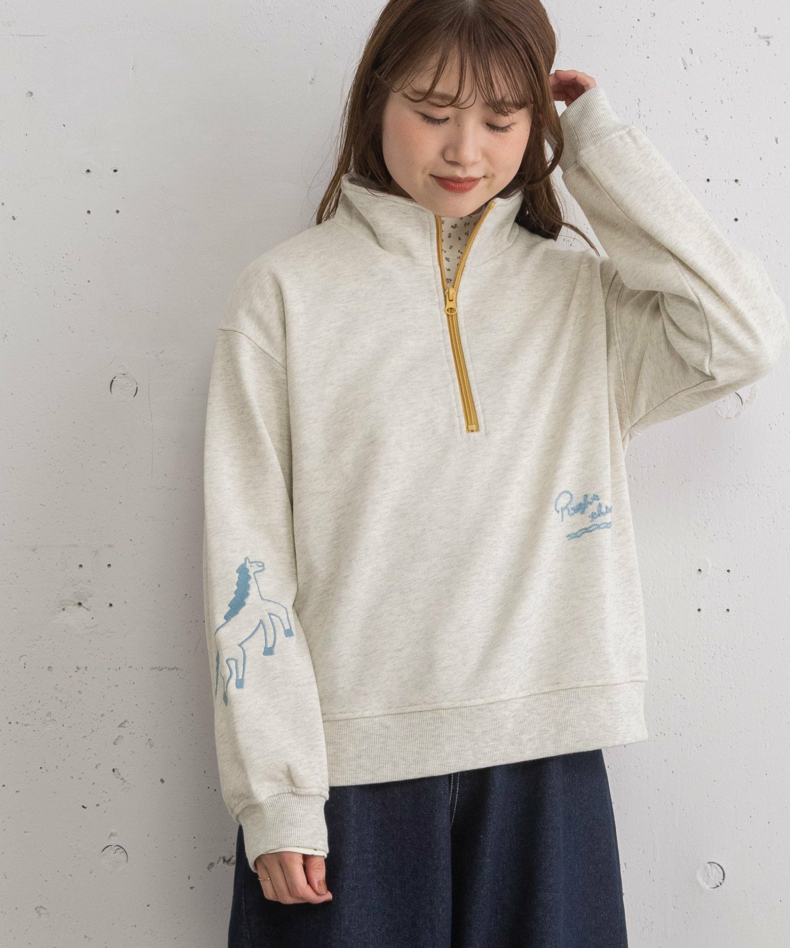 HORSE刺繍zipあき裏毛プルオーバー | COO ONLINE